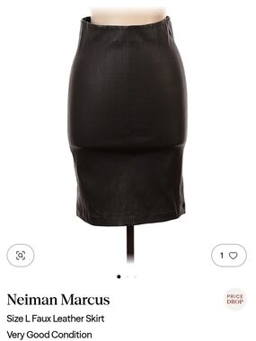 Neiman Marcus Black Faux Leather Pencil Skirt